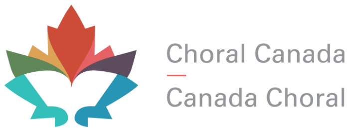 Maple leaf with several colours and the text Choral Canada and Canada Choral