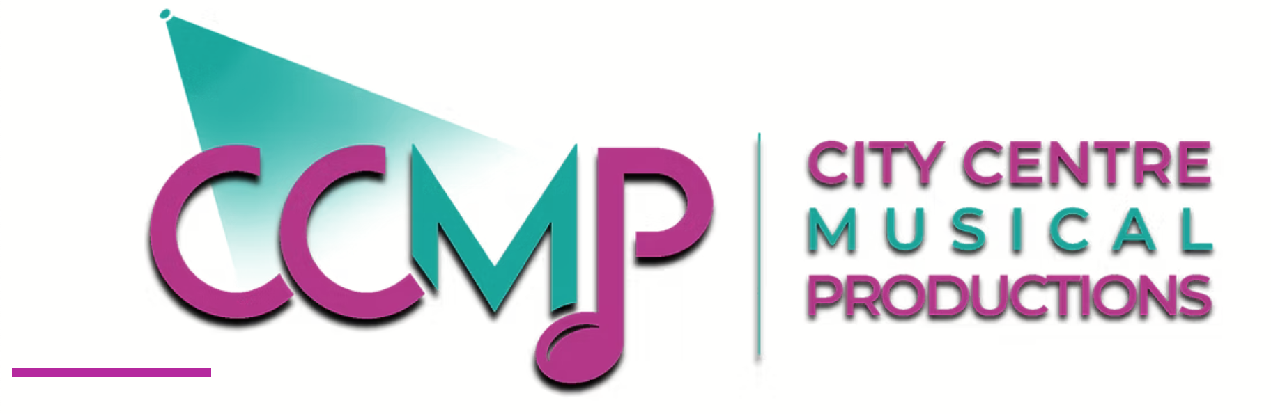 CCMP logo, showing the letters CCMP in pink and green, the P has the shape of a music note.